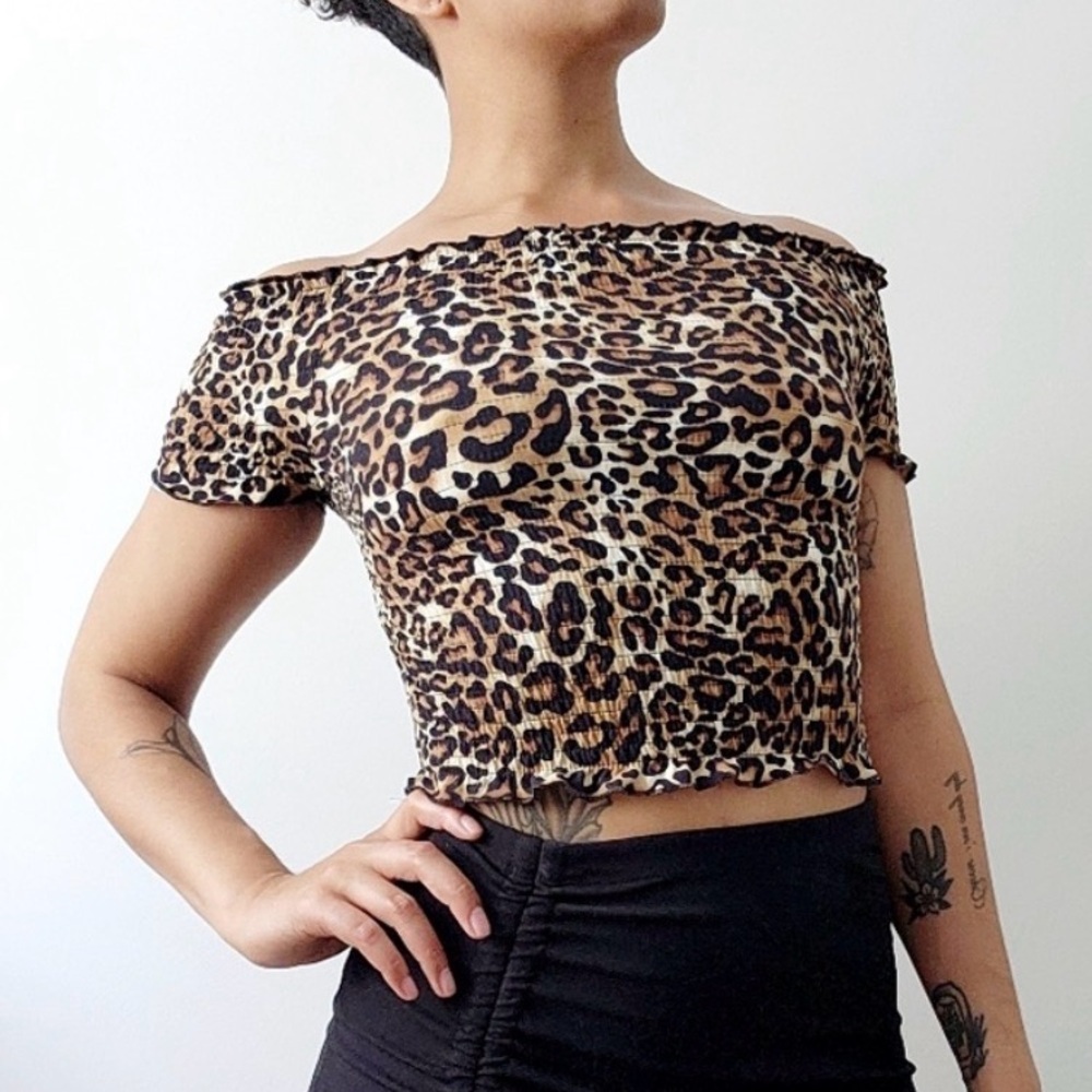 Orange Kiss Cropped Top Leopard XL